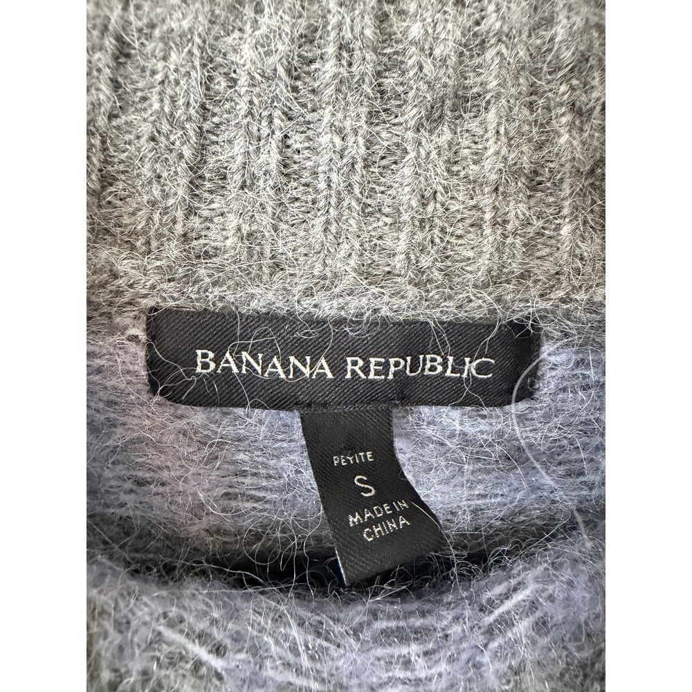 Banana Republic Petite S Gray Purple Fuzzy Knit Alpaca Blend Mock Neck Sweater - Picture 3 of 4